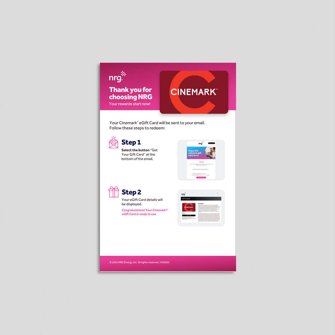 NRG Gift Card Handouts