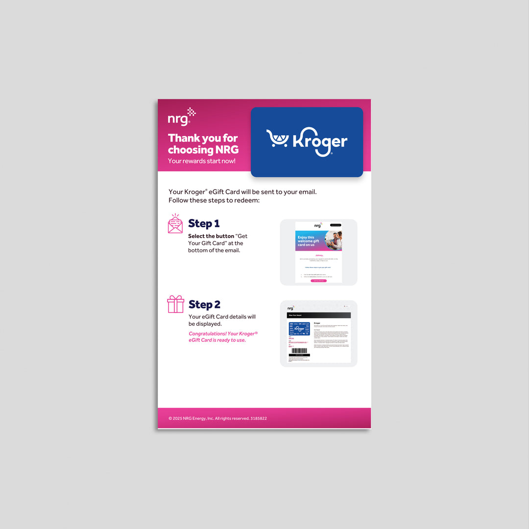 NRG Gift Card Handouts