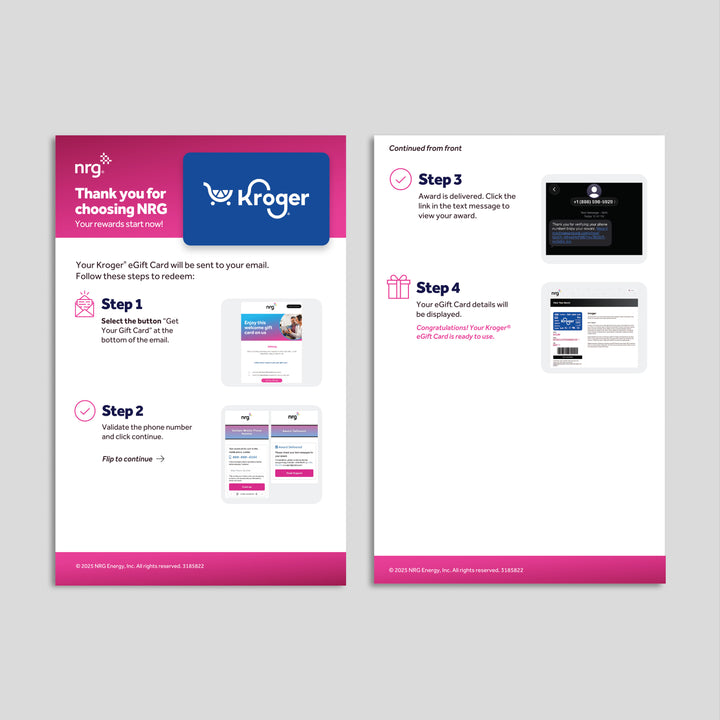 NRG Gift Card Handouts