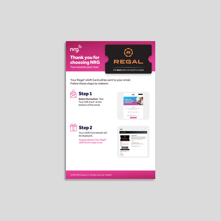NRG Gift Card Handouts