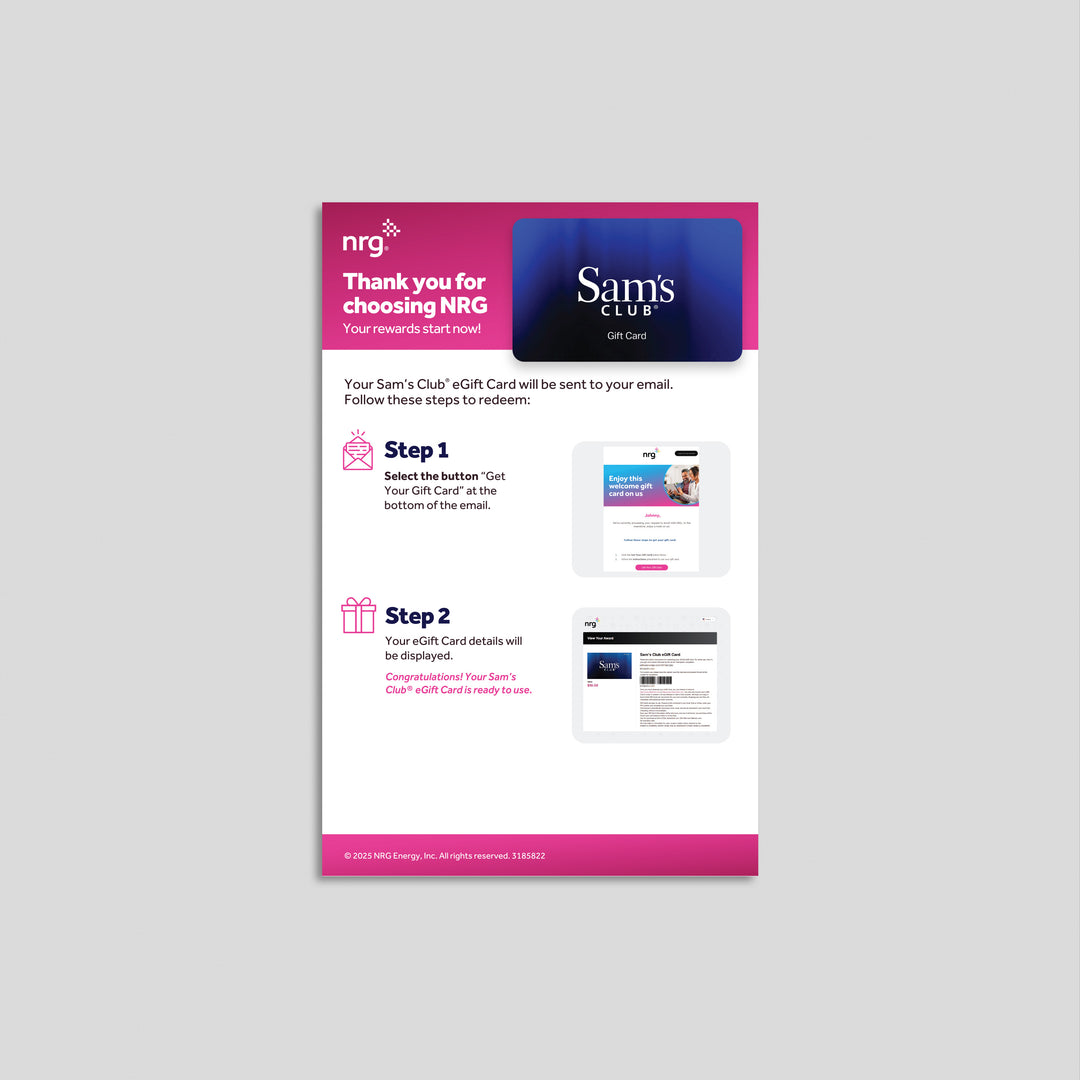 NRG Gift Card Handouts
