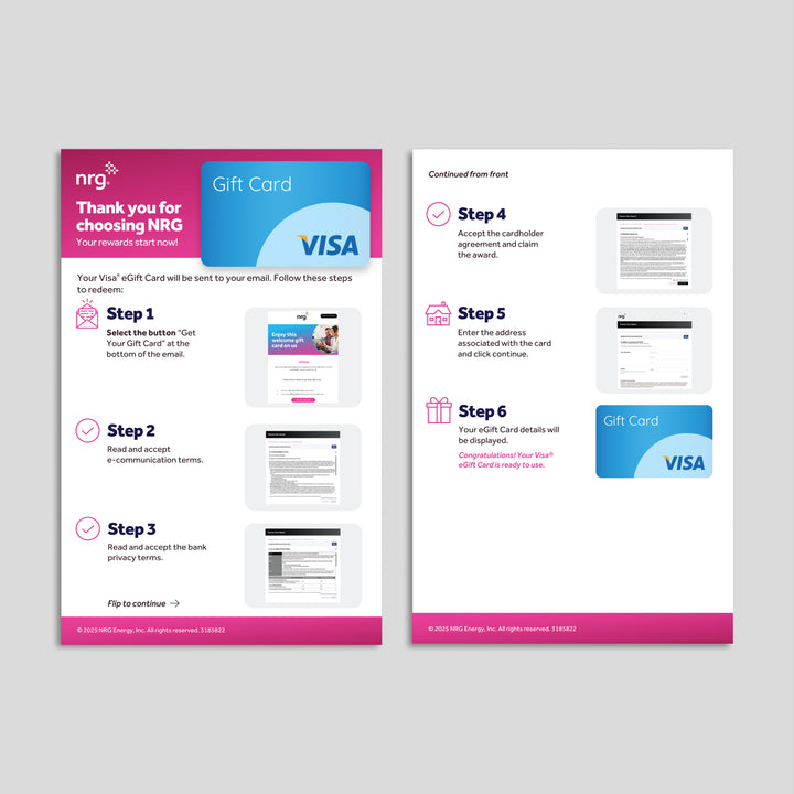 NRG Gift Card Handouts