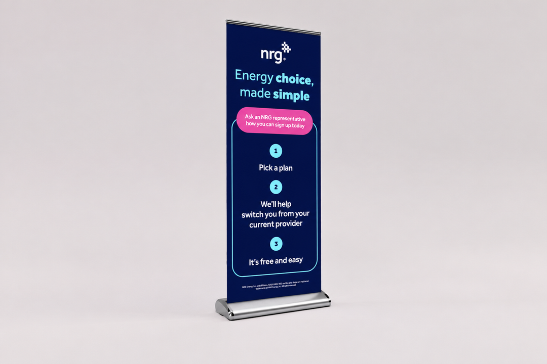 NRG Vinyl Roll-Up / Retractable Banner (New - Brand Revamp)