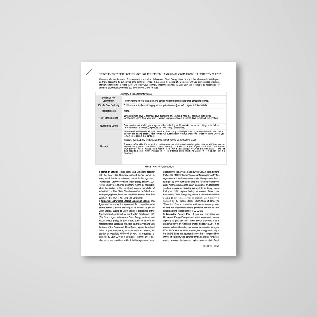 Direct Energy NOCs & TOS