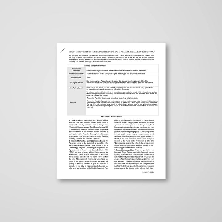 Direct Energy NOCs & TOS