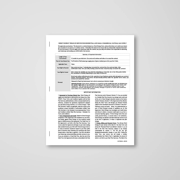 Direct Energy NOCs & TOS